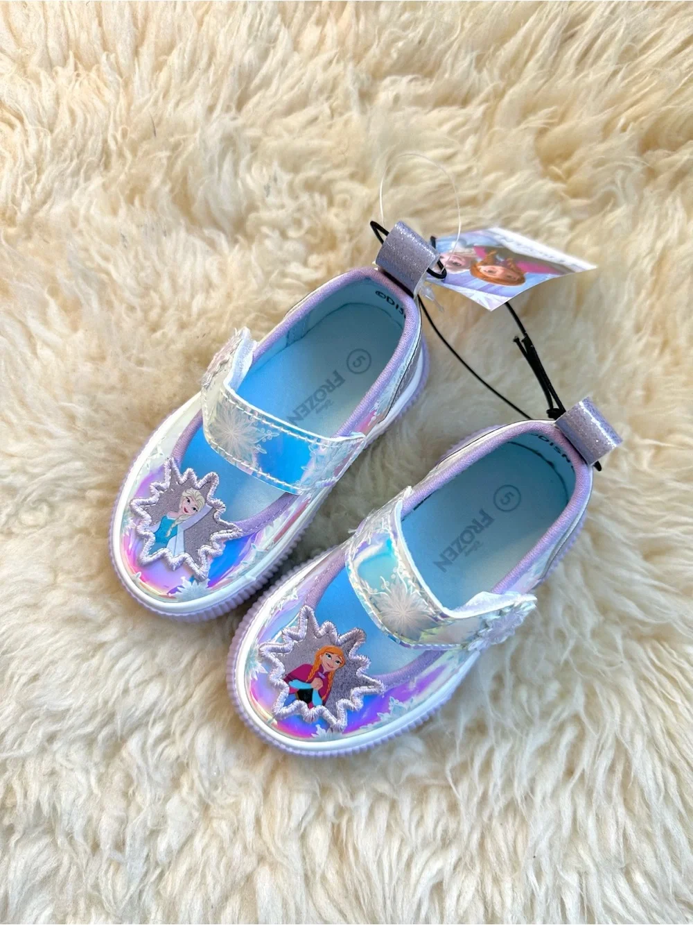 Kids Iridescent Purple Frozen Slip-On Mary Jane Shoes